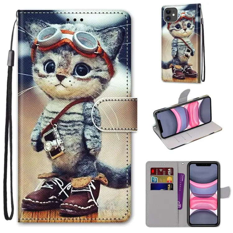 Coloured Drawing Cross Texture Horizontal Flip PU Leather Case with Holder & Card Slots & Wallet & Lanyard For iPhone