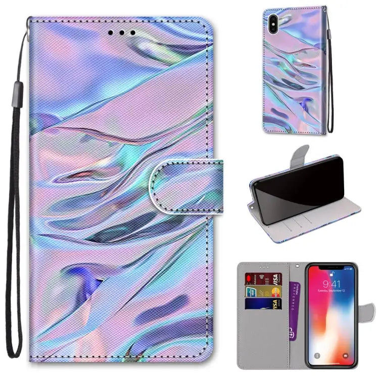 Coloured Drawing Cross Texture Horizontal Flip PU Leather Case with Holder & Card Slots & Wallet & Lanyard For iPhone