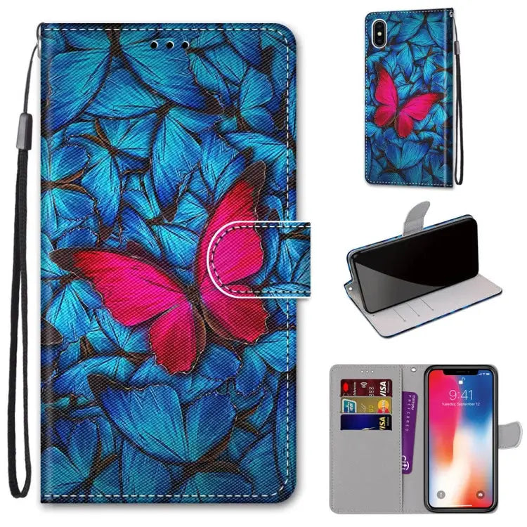 Coloured Drawing Cross Texture Horizontal Flip PU Leather Case with Holder & Card Slots & Wallet & Lanyard For iPhone
