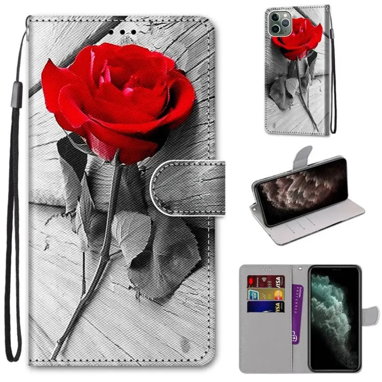 Coloured Drawing Cross Texture Horizontal Flip PU Leather Case with Holder & Card Slots & Wallet & Lanyard For iPhone