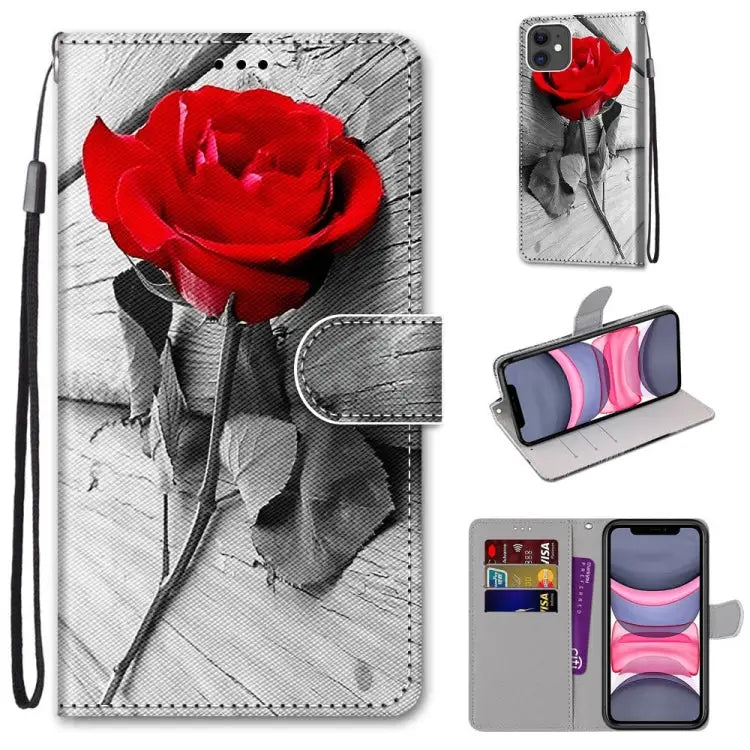 Coloured Drawing Cross Texture Horizontal Flip PU Leather Case with Holder & Card Slots & Wallet & Lanyard For iPhone