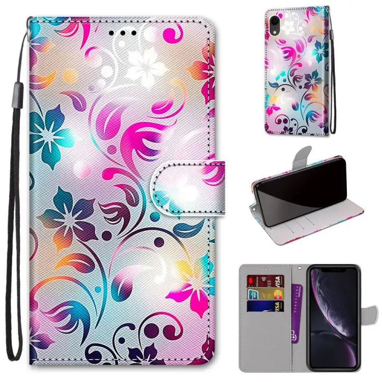 Coloured Drawing Cross Texture Horizontal Flip PU Leather Case with Holder & Card Slots & Wallet & Lanyard For iPhone