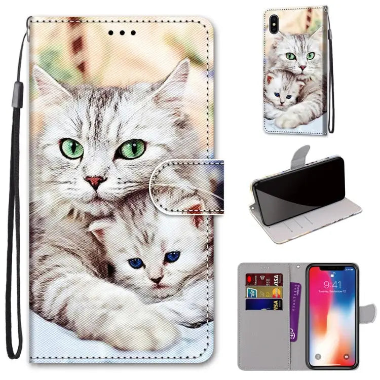 Coloured Drawing Cross Texture Horizontal Flip PU Leather Case with Holder & Card Slots & Wallet & Lanyard For iPhone