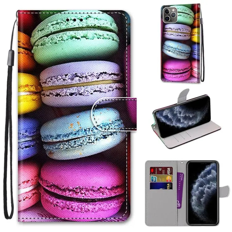 Coloured Drawing Cross Texture Horizontal Flip PU Leather Case with Holder & Card Slots & Wallet & Lanyard For iPhone
