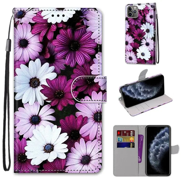 Coloured Drawing Cross Texture Horizontal Flip PU Leather Case with Holder & Card Slots & Wallet & Lanyard For iPhone