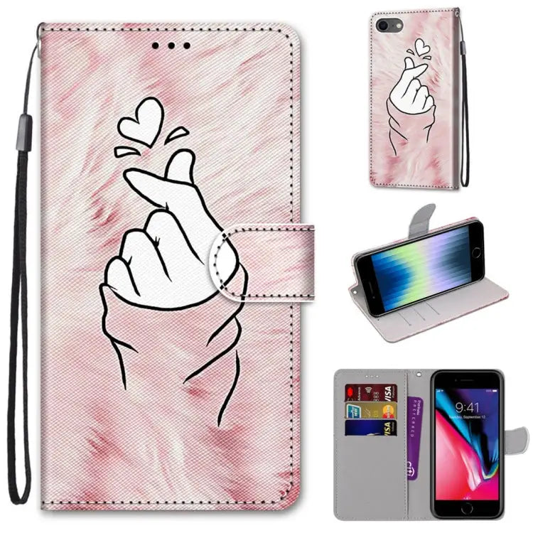 Coloured Drawing Cross Texture Horizontal Flip PU Leather Case with Holder & Card Slots & Wallet & Lanyard For iPhone