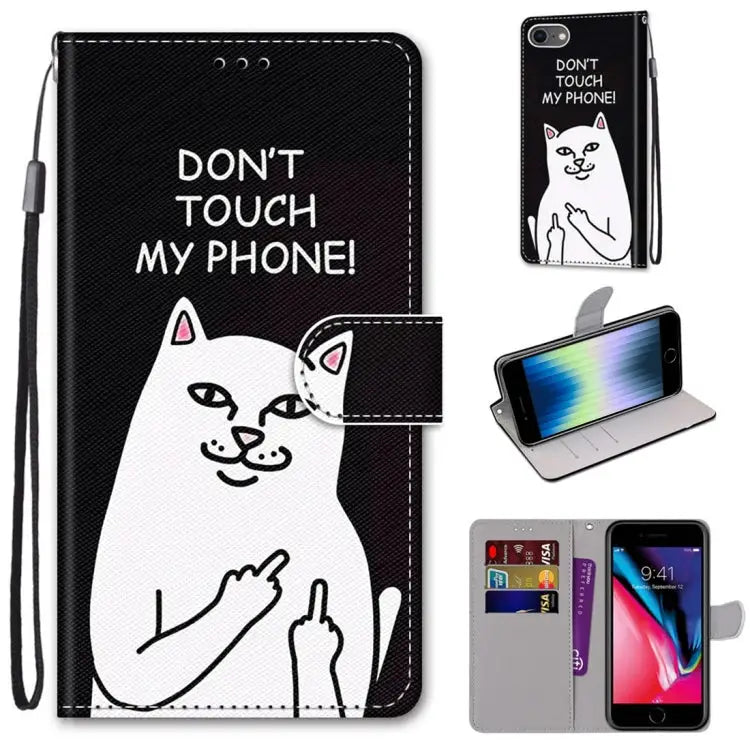 Coloured Drawing Cross Texture Horizontal Flip PU Leather Case with Holder & Card Slots & Wallet & Lanyard For iPhone