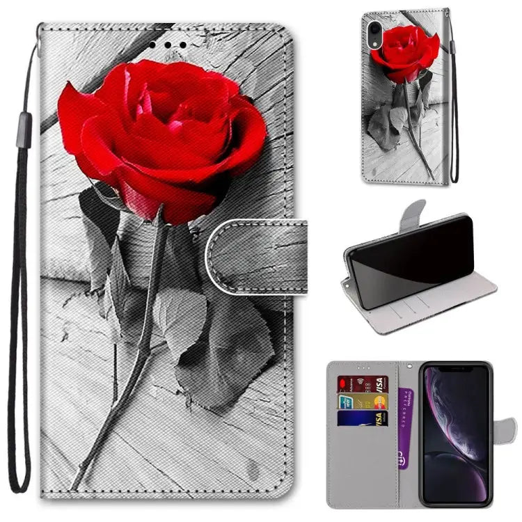 Coloured Drawing Cross Texture Horizontal Flip PU Leather Case with Holder & Card Slots & Wallet & Lanyard For iPhone