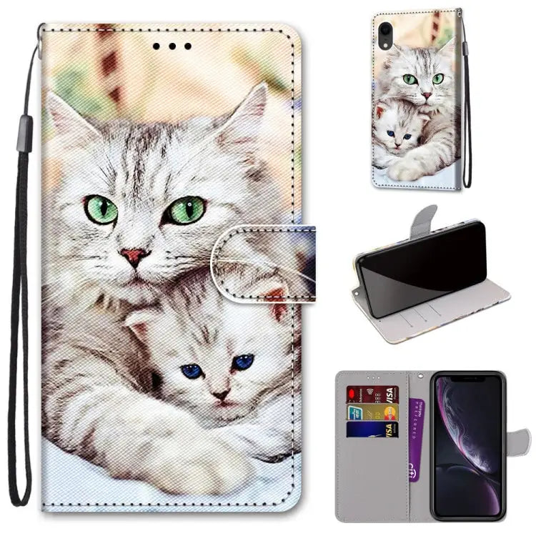 Coloured Drawing Cross Texture Horizontal Flip PU Leather Case with Holder & Card Slots & Wallet & Lanyard For iPhone