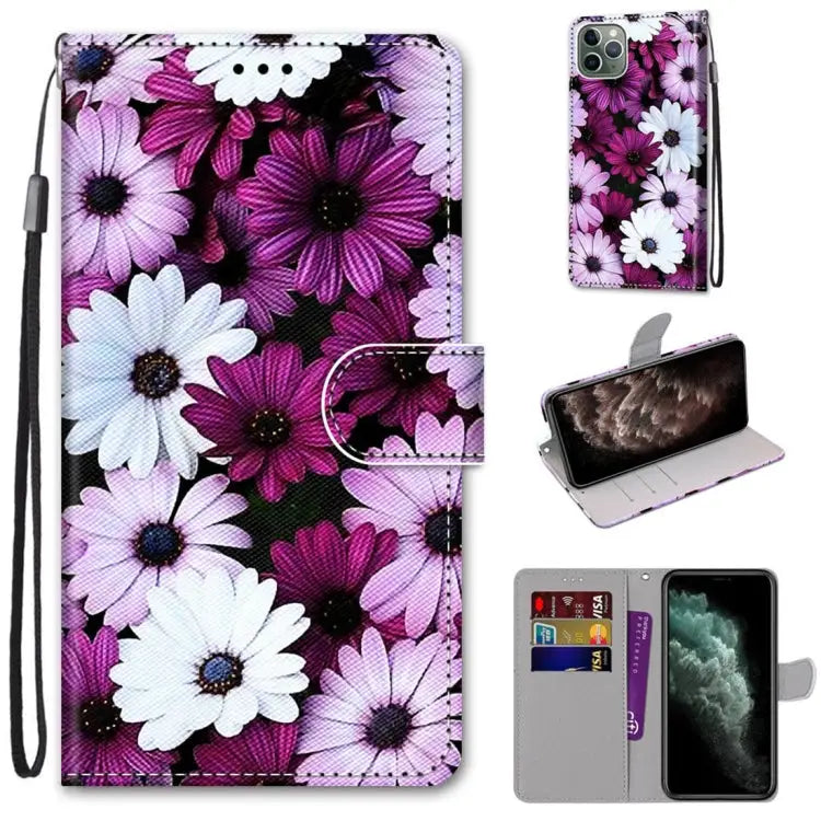 Coloured Drawing Cross Texture Horizontal Flip PU Leather Case with Holder & Card Slots & Wallet & Lanyard For iPhone