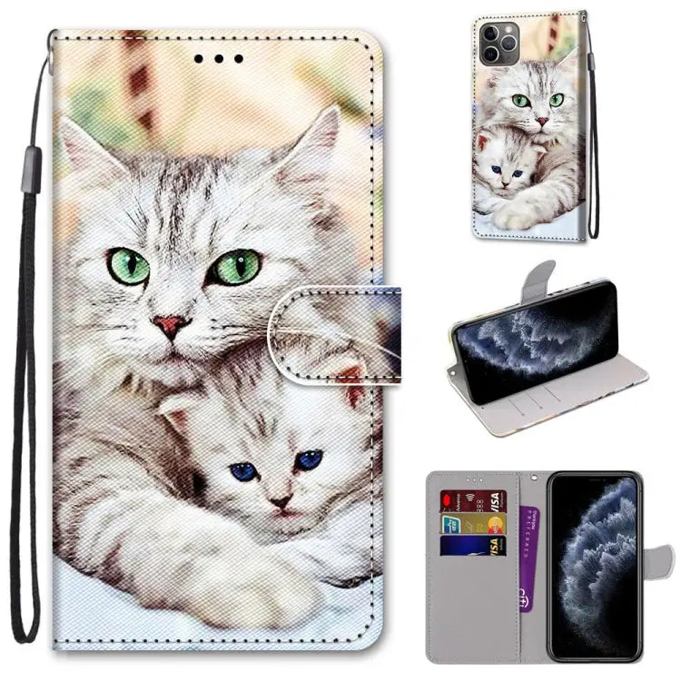 Coloured Drawing Cross Texture Horizontal Flip PU Leather Case with Holder & Card Slots & Wallet & Lanyard For iPhone