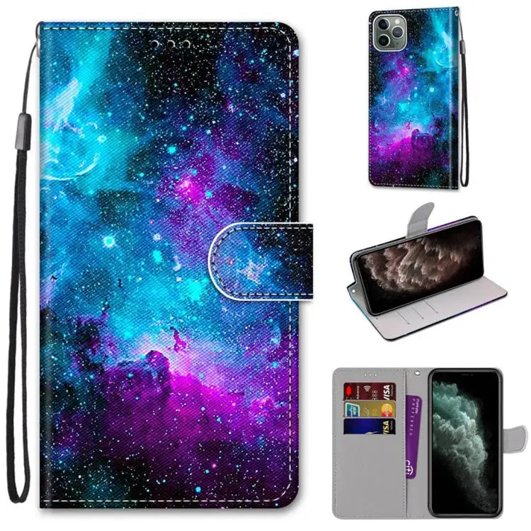 Coloured Drawing Cross Texture Horizontal Flip PU Leather Case with Holder & Card Slots & Wallet & Lanyard For iPhone