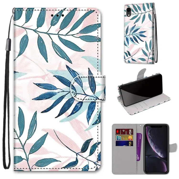 Coloured Drawing Cross Texture Horizontal Flip PU Leather Case with Holder & Card Slots & Wallet & Lanyard For iPhone