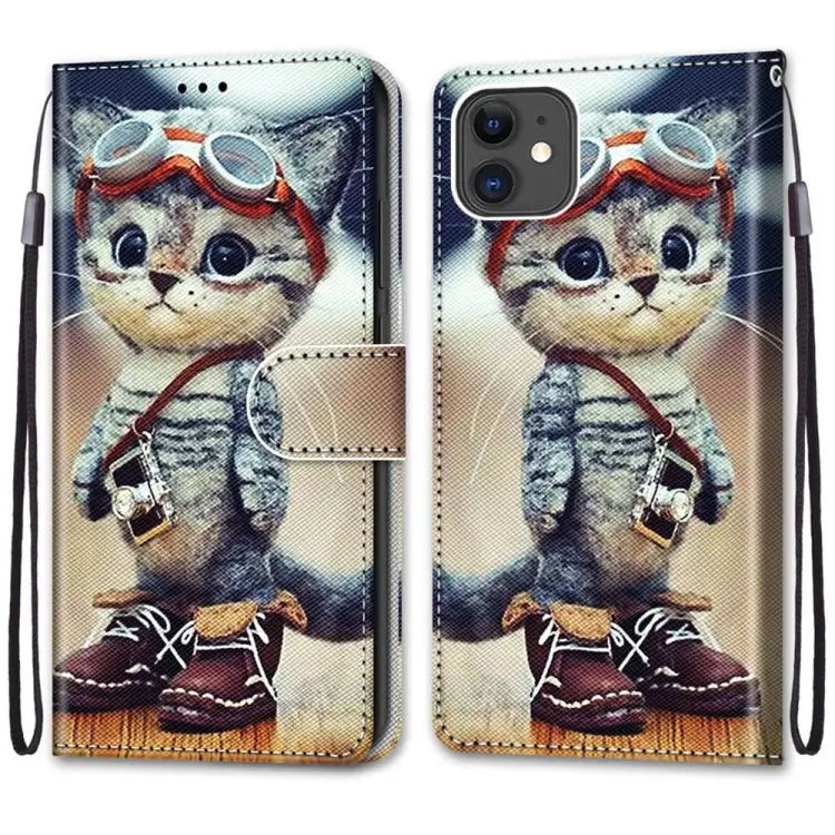Coloured Drawing Cross Texture Horizontal Flip PU Leather Case with Holder & Card Slots & Wallet & Lanyard For iPhone