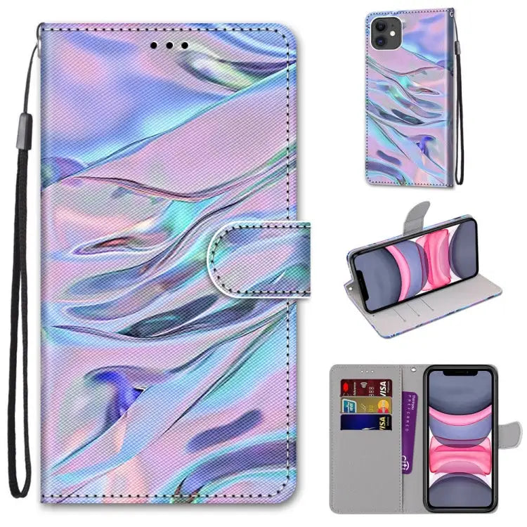 Coloured Drawing Cross Texture Horizontal Flip PU Leather Case with Holder & Card Slots & Wallet & Lanyard For iPhone