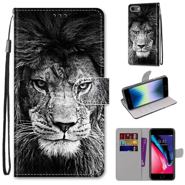 Coloured Drawing Cross Texture Horizontal Flip PU Leather Case with Holder & Card Slots & Wallet & Lanyard For iPhone