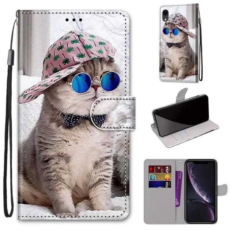 Coloured Drawing Cross Texture Horizontal Flip PU Leather Case with Holder & Card Slots & Wallet & Lanyard For iPhone