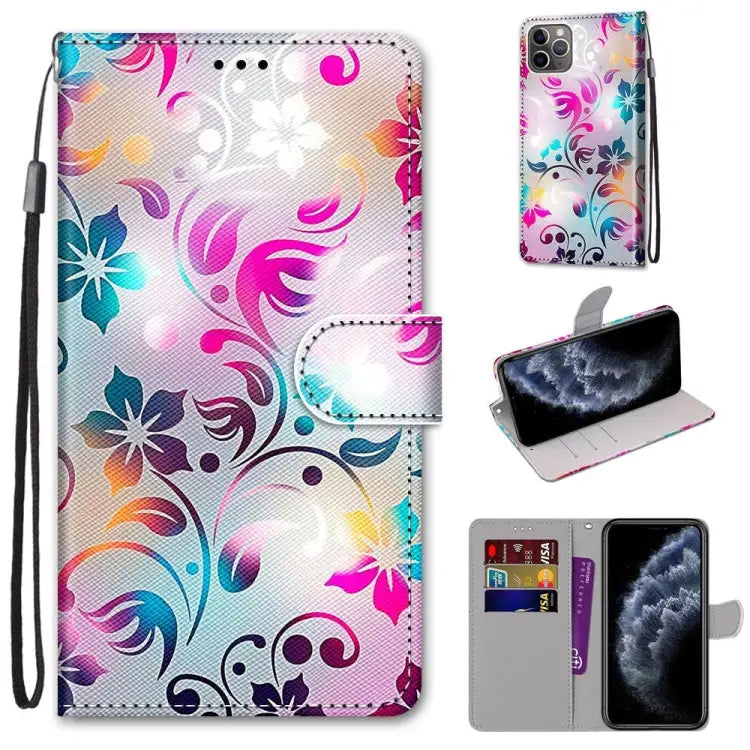Coloured Drawing Cross Texture Horizontal Flip PU Leather Case with Holder & Card Slots & Wallet & Lanyard For iPhone