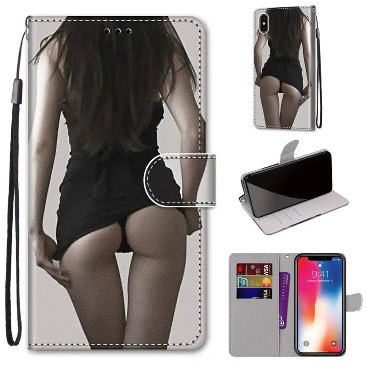 Coloured Drawing Cross Texture Horizontal Flip PU Leather Case with Holder & Card Slots & Wallet & Lanyard For iPhone