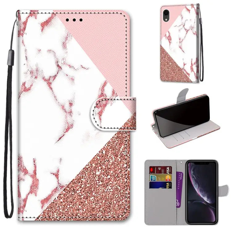 Coloured Drawing Cross Texture Horizontal Flip PU Leather Case with Holder & Card Slots & Wallet & Lanyard For iPhone