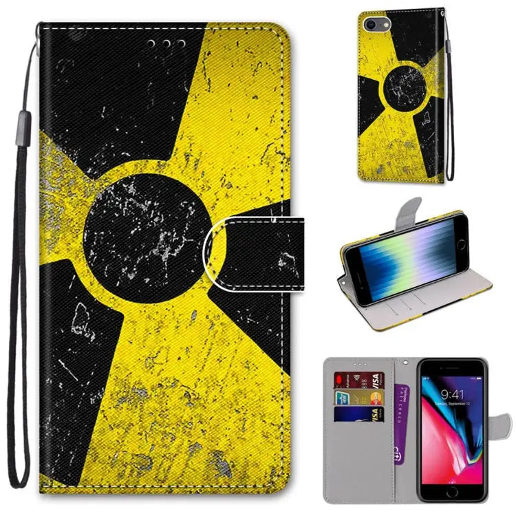 Coloured Drawing Cross Texture Horizontal Flip PU Leather Case with Holder & Card Slots & Wallet & Lanyard For iPhone