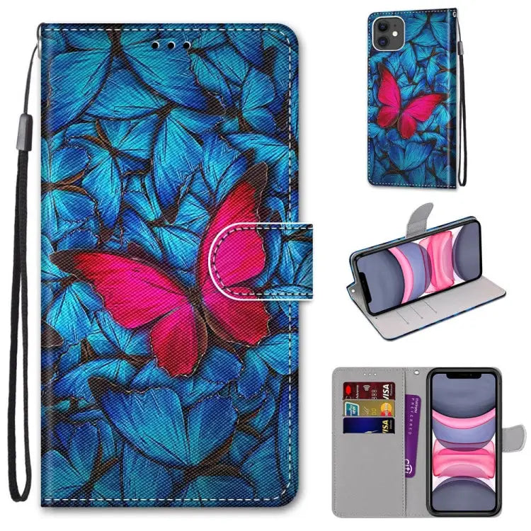 Coloured Drawing Cross Texture Horizontal Flip PU Leather Case with Holder & Card Slots & Wallet & Lanyard For iPhone