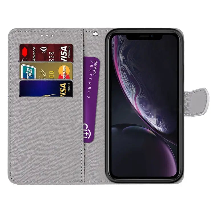 Coloured Drawing Cross Texture Horizontal Flip PU Leather Case with Holder & Card Slots & Wallet & Lanyard For iPhone