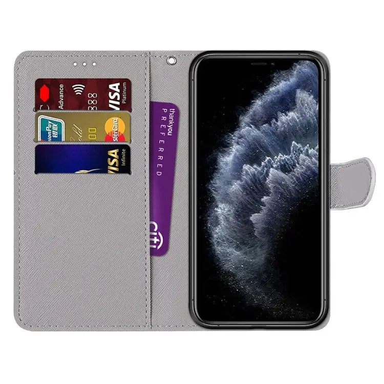 Coloured Drawing Cross Texture Horizontal Flip PU Leather Case with Holder & Card Slots & Wallet & Lanyard For iPhone