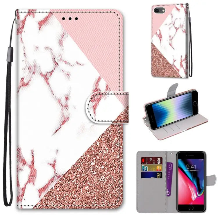 Coloured Drawing Cross Texture Horizontal Flip PU Leather Case with Holder & Card Slots & Wallet & Lanyard For iPhone