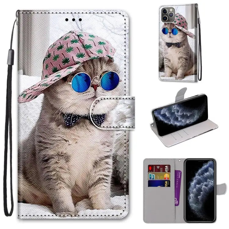 Coloured Drawing Cross Texture Horizontal Flip PU Leather Case with Holder & Card Slots & Wallet & Lanyard For iPhone