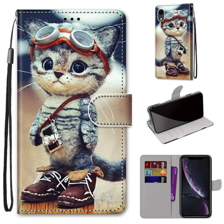 Coloured Drawing Cross Texture Horizontal Flip PU Leather Case with Holder & Card Slots & Wallet & Lanyard For iPhone
