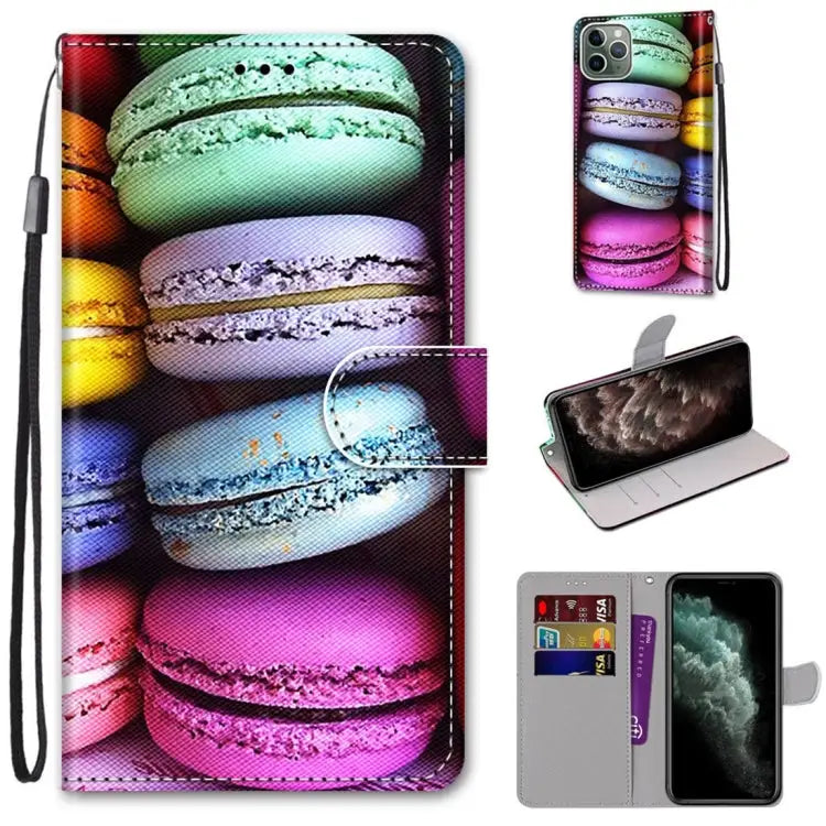 Coloured Drawing Cross Texture Horizontal Flip PU Leather Case with Holder & Card Slots & Wallet & Lanyard For iPhone