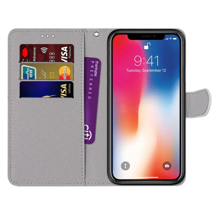 Coloured Drawing Cross Texture Horizontal Flip PU Leather Case with Holder & Card Slots & Wallet & Lanyard For iPhone
