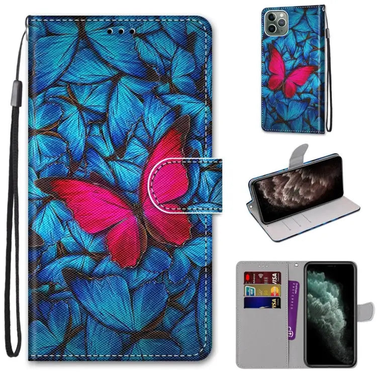 Coloured Drawing Cross Texture Horizontal Flip PU Leather Case with Holder & Card Slots & Wallet & Lanyard For iPhone