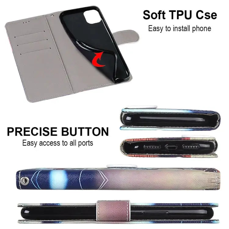 Coloured Drawing Cross Texture Horizontal Flip PU Leather Case with Holder & Card Slots & Wallet & Lanyard For iPhone