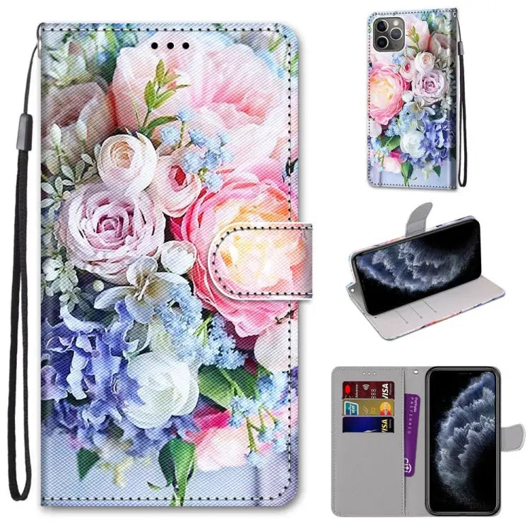 Coloured Drawing Cross Texture Horizontal Flip PU Leather Case with Holder & Card Slots & Wallet & Lanyard For iPhone