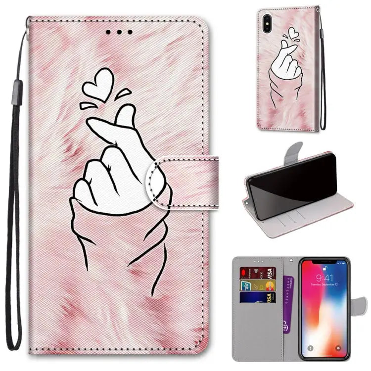 Coloured Drawing Cross Texture Horizontal Flip PU Leather Case with Holder & Card Slots & Wallet & Lanyard For iPhone