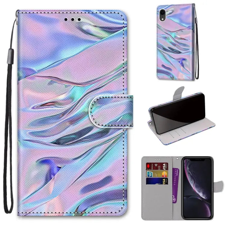 Coloured Drawing Cross Texture Horizontal Flip PU Leather Case with Holder & Card Slots & Wallet & Lanyard For iPhone
