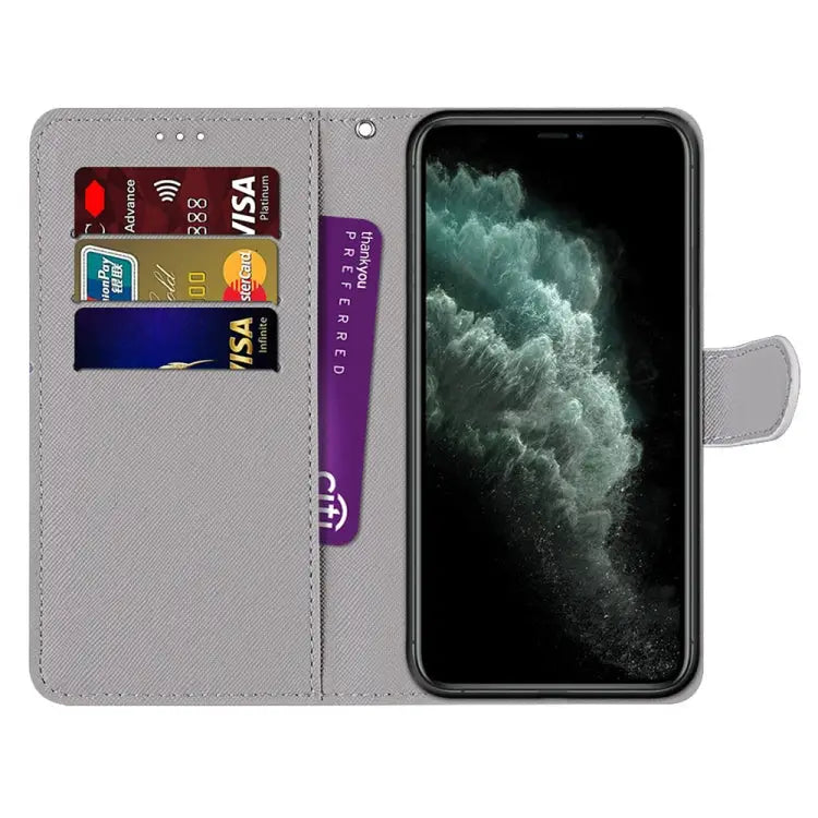 Coloured Drawing Cross Texture Horizontal Flip PU Leather Case with Holder & Card Slots & Wallet & Lanyard For iPhone