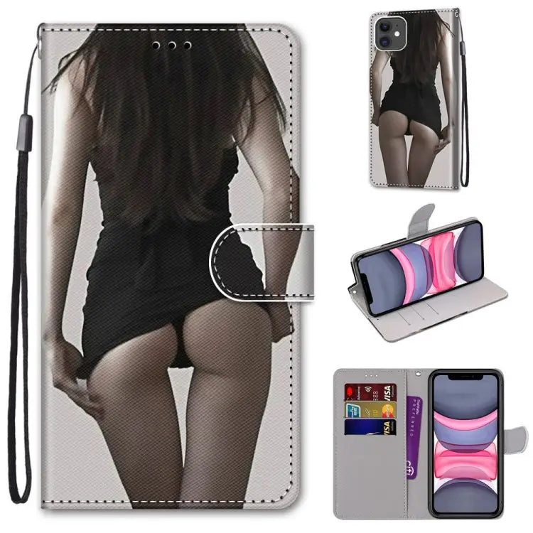 Coloured Drawing Cross Texture Horizontal Flip PU Leather Case with Holder & Card Slots & Wallet & Lanyard For iPhone