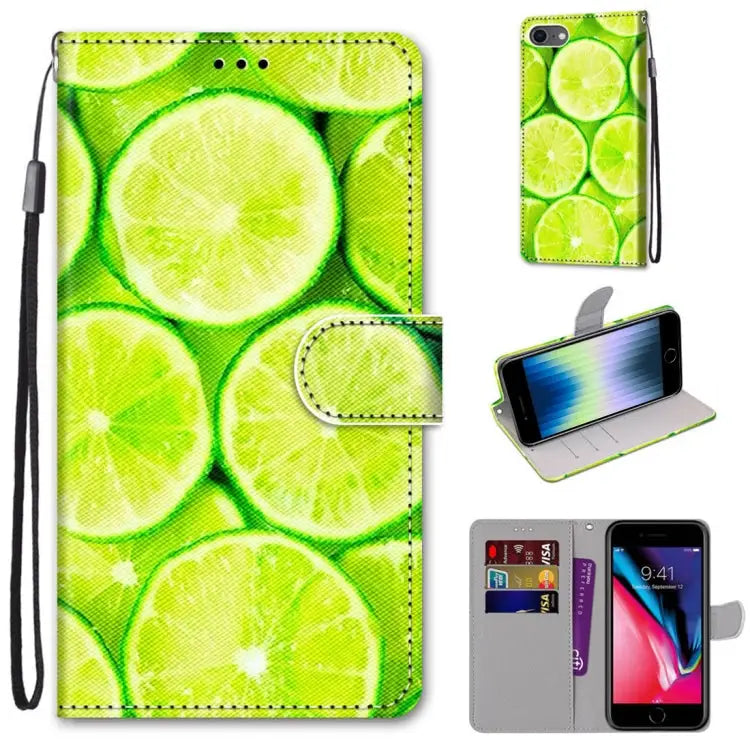 Coloured Drawing Cross Texture Horizontal Flip PU Leather Case with Holder & Card Slots & Wallet & Lanyard For iPhone