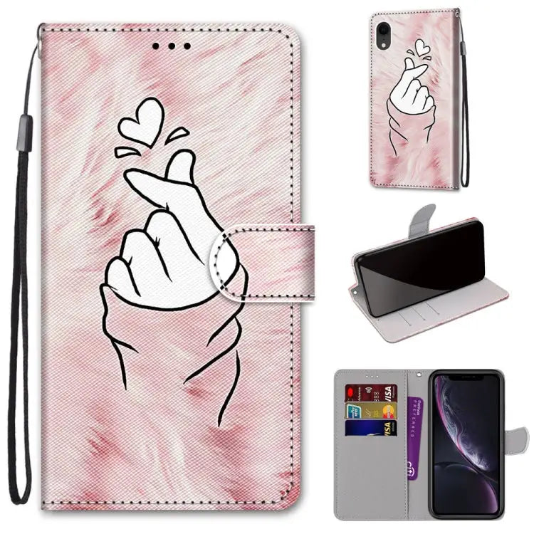 Coloured Drawing Cross Texture Horizontal Flip PU Leather Case with Holder & Card Slots & Wallet & Lanyard For iPhone