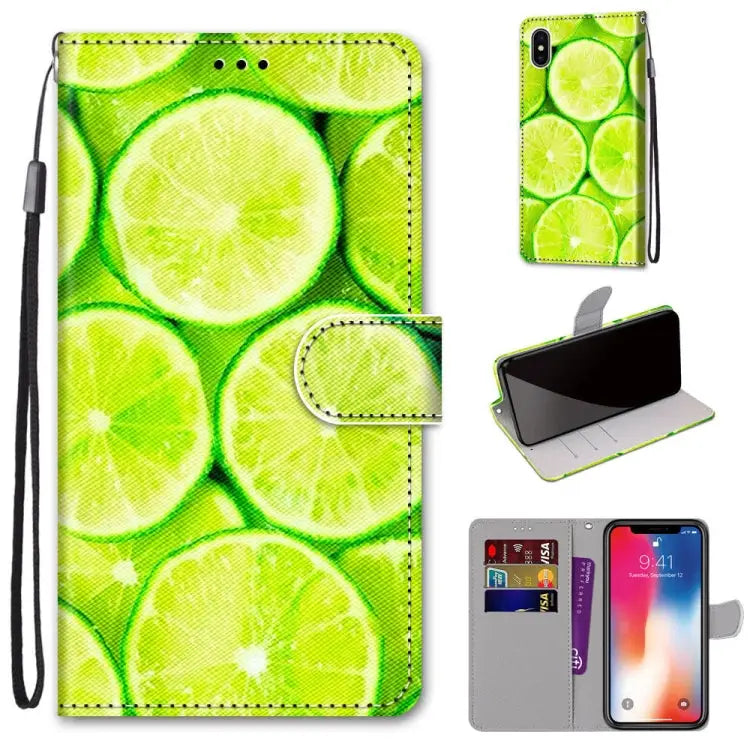 Coloured Drawing Cross Texture Horizontal Flip PU Leather Case with Holder & Card Slots & Wallet & Lanyard For iPhone
