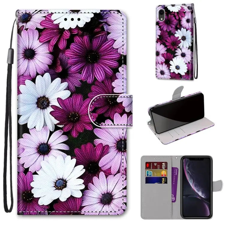 Coloured Drawing Cross Texture Horizontal Flip PU Leather Case with Holder & Card Slots & Wallet & Lanyard For iPhone