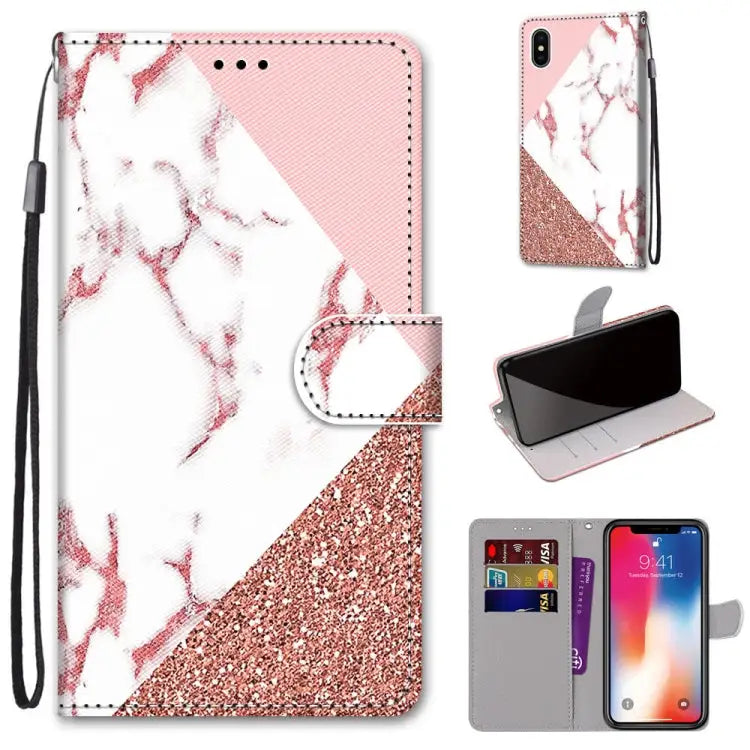 Coloured Drawing Cross Texture Horizontal Flip PU Leather Case with Holder & Card Slots & Wallet & Lanyard For iPhone