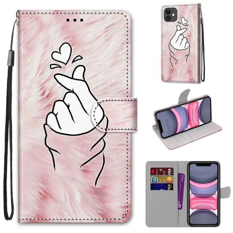 Coloured Drawing Cross Texture Horizontal Flip PU Leather Case with Holder & Card Slots & Wallet & Lanyard For iPhone