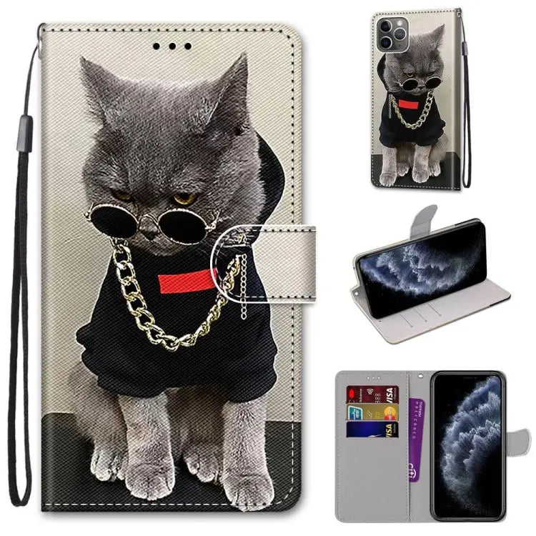 Coloured Drawing Cross Texture Horizontal Flip PU Leather Case with Holder & Card Slots & Wallet & Lanyard For iPhone
