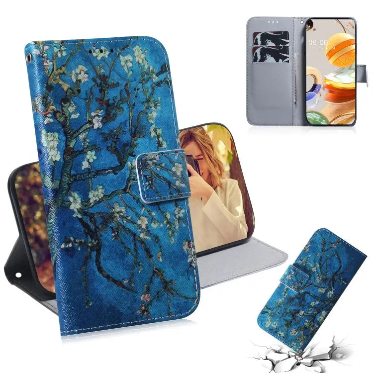 Coloured Drawing Horizontal Flip Leather Case with Holder & Card Slots & Wallet For LG K51S For LG K61 - For LG K61