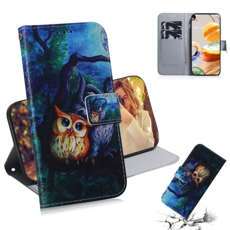 Coloured Drawing Horizontal Flip Leather Case with Holder & Card Slots & Wallet For LG K51S For LG K61 - For LG K61