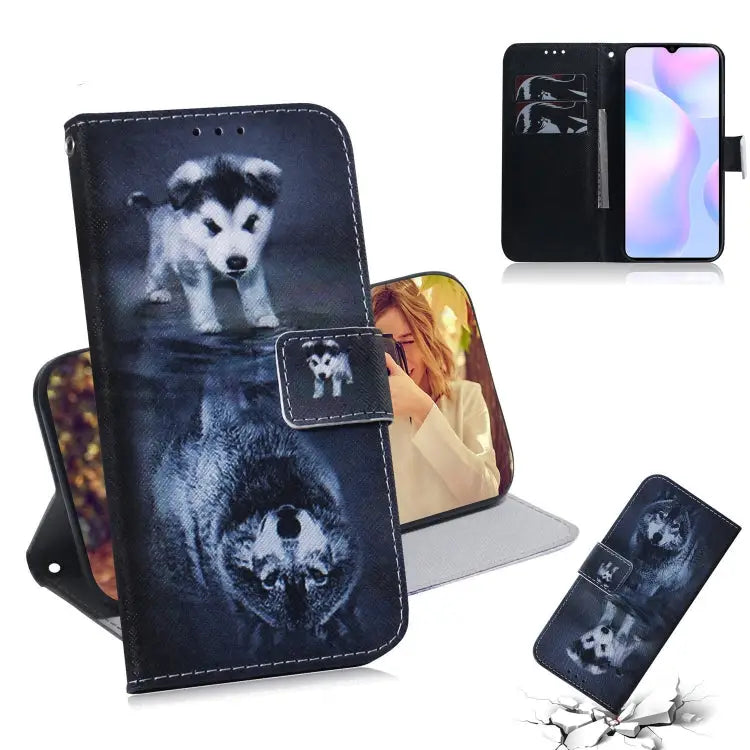 Coloured Drawing Horizontal Flip Leather Case with Holder & Card Slots & Wallet For Xiaomi Redmi 9A For Xiaomi Redmi 9C